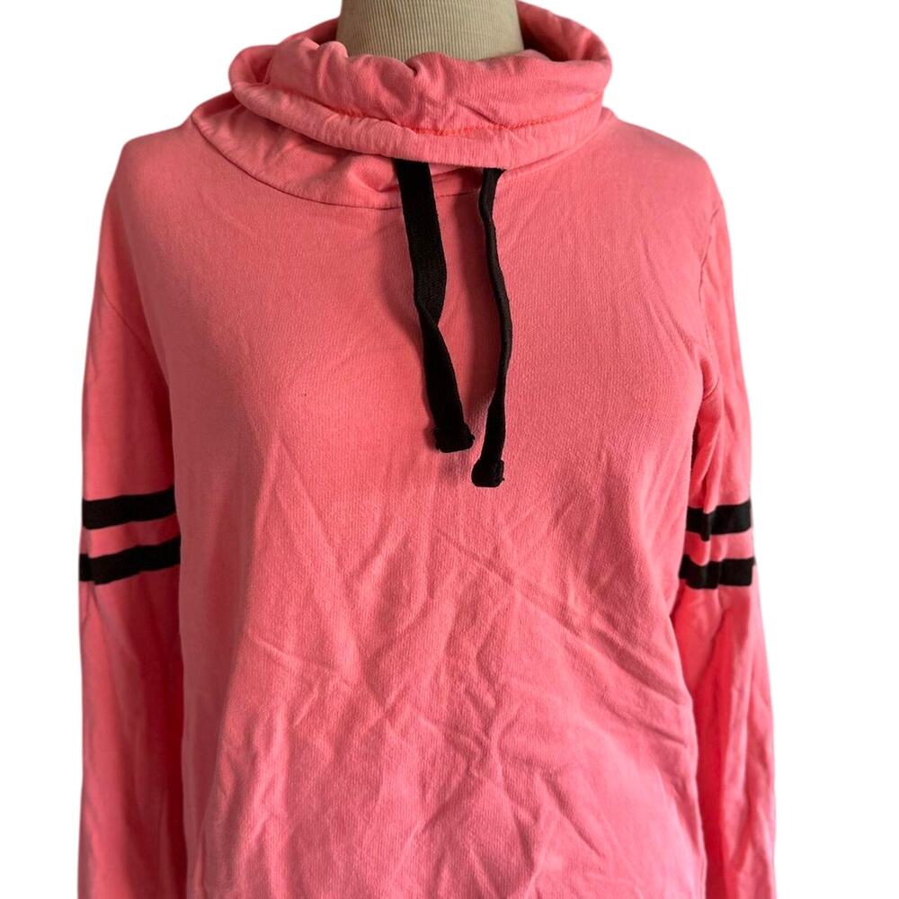 Womens Sweatshirt Size Large Coral Pink Retro Vibe Cowl Neck Workout Outdoor Gym - Picture 2 of 7
